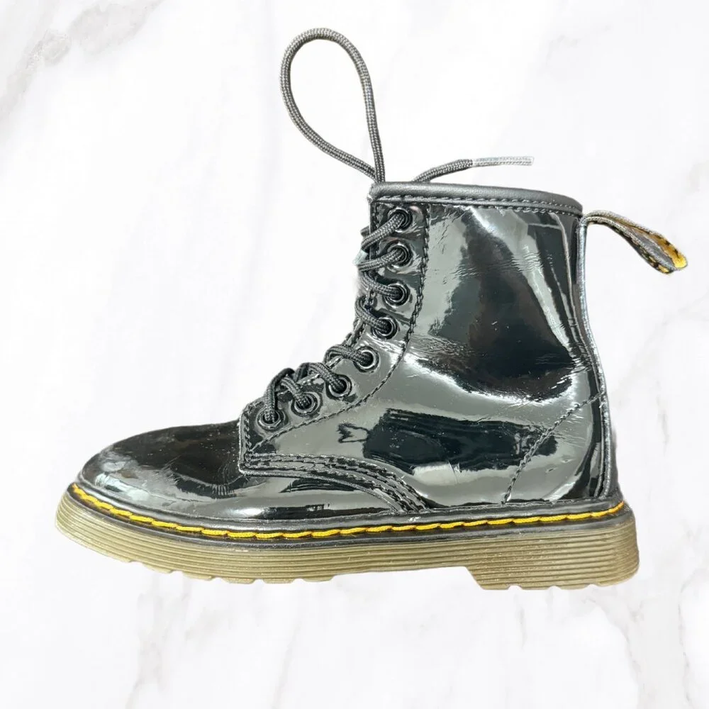 Dr. Martens Toddler Black Patent Leather Zip‎ Up Boots, Size 10